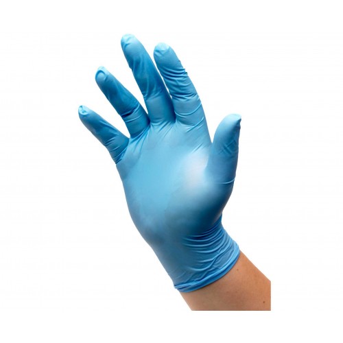 Стоматологическая перчатка надетая на правую руку, демонстрируется открытой ладонью.