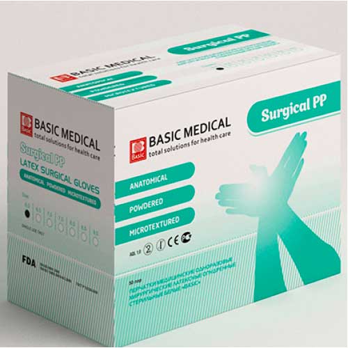 Латексные перчатки Basic Medical стерильные