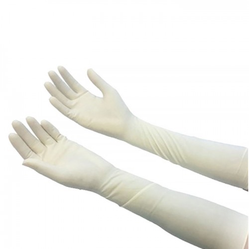 Гинекологические перчатки с удлинённой манжетой опудренные