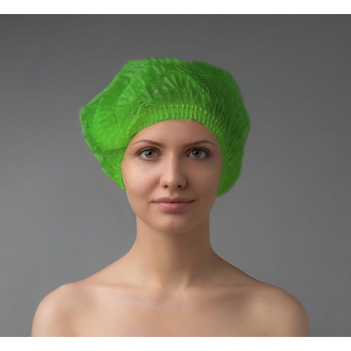 Медицинские шапочки женские зеленого цвета, вид спереди.
