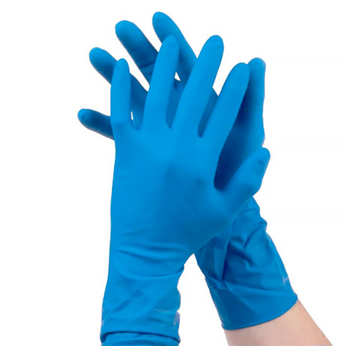 Перчатки латексные синие неопудренные