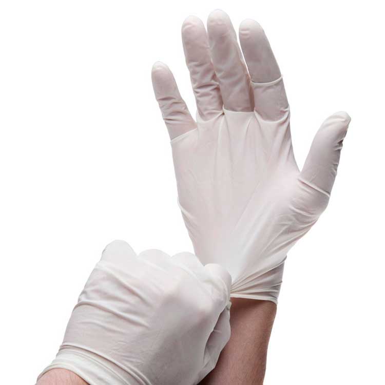 Надевание на руку медицинских перчаток